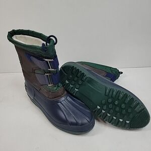 Winter Snow Boots Womens Size 7 Waterproof Blue Green‎ Insulated Strap